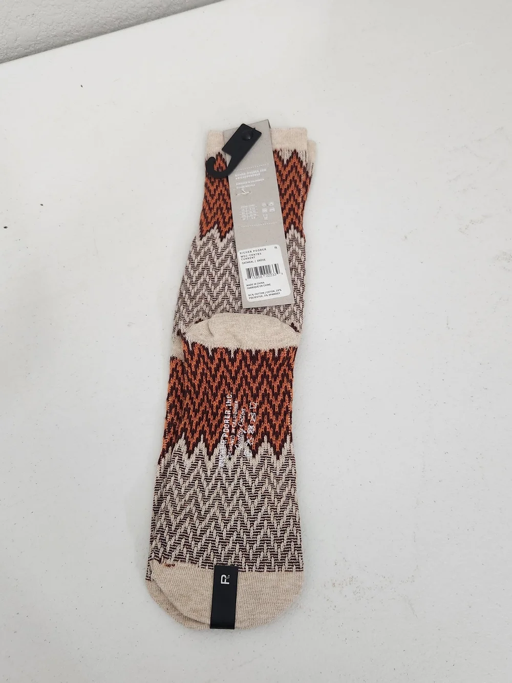 Richer Poorer Chevron Crew Socks in Rust and Beige Women